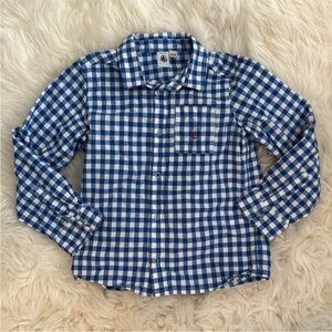 Petit Bateau blue check button up 8Y